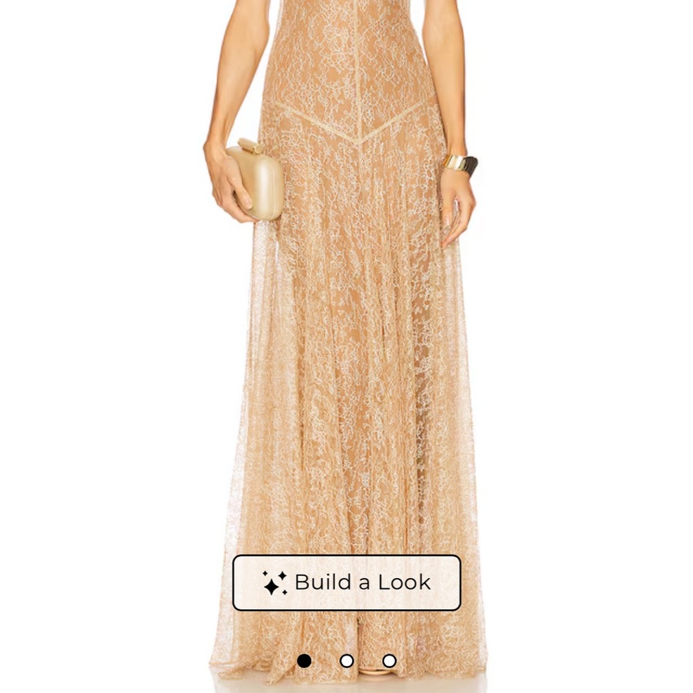 Chic Lace Maxi Dress in Beige